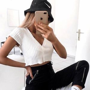 White short sleeve button up